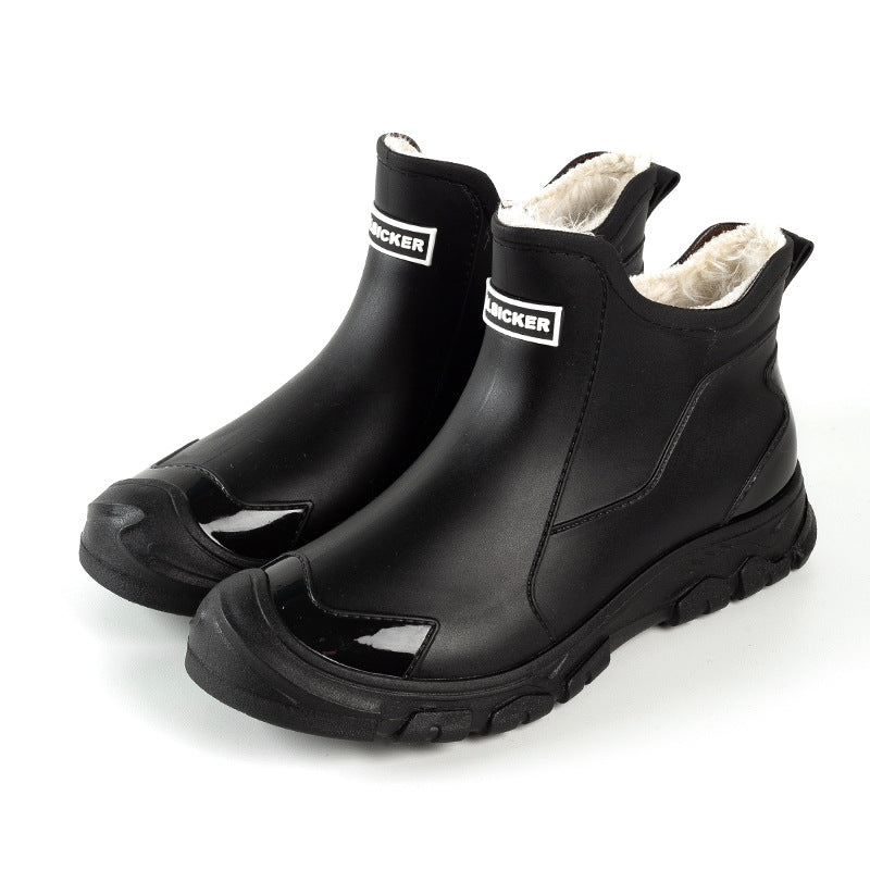 Large Size Fixed Velvet Rain Boots Stylish Water Shoes Men And Women Outdoor - DM Otaku Shop