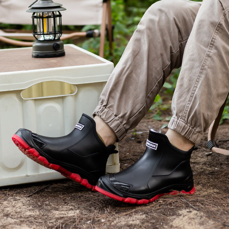Large Size Fixed Velvet Rain Boots Stylish Water Shoes Men And Women Outdoor - DM Otaku Shop