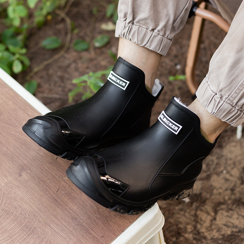 Large Size Fixed Velvet Rain Boots Stylish Water Shoes Men And Women Outdoor - DM Otaku Shop