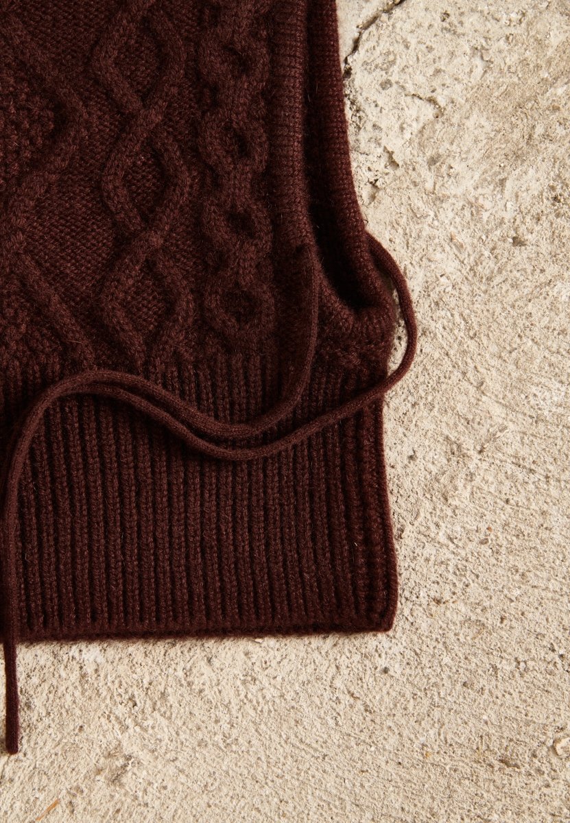 Bonnet cachemire 8 fils marron femme - UNI 19-1