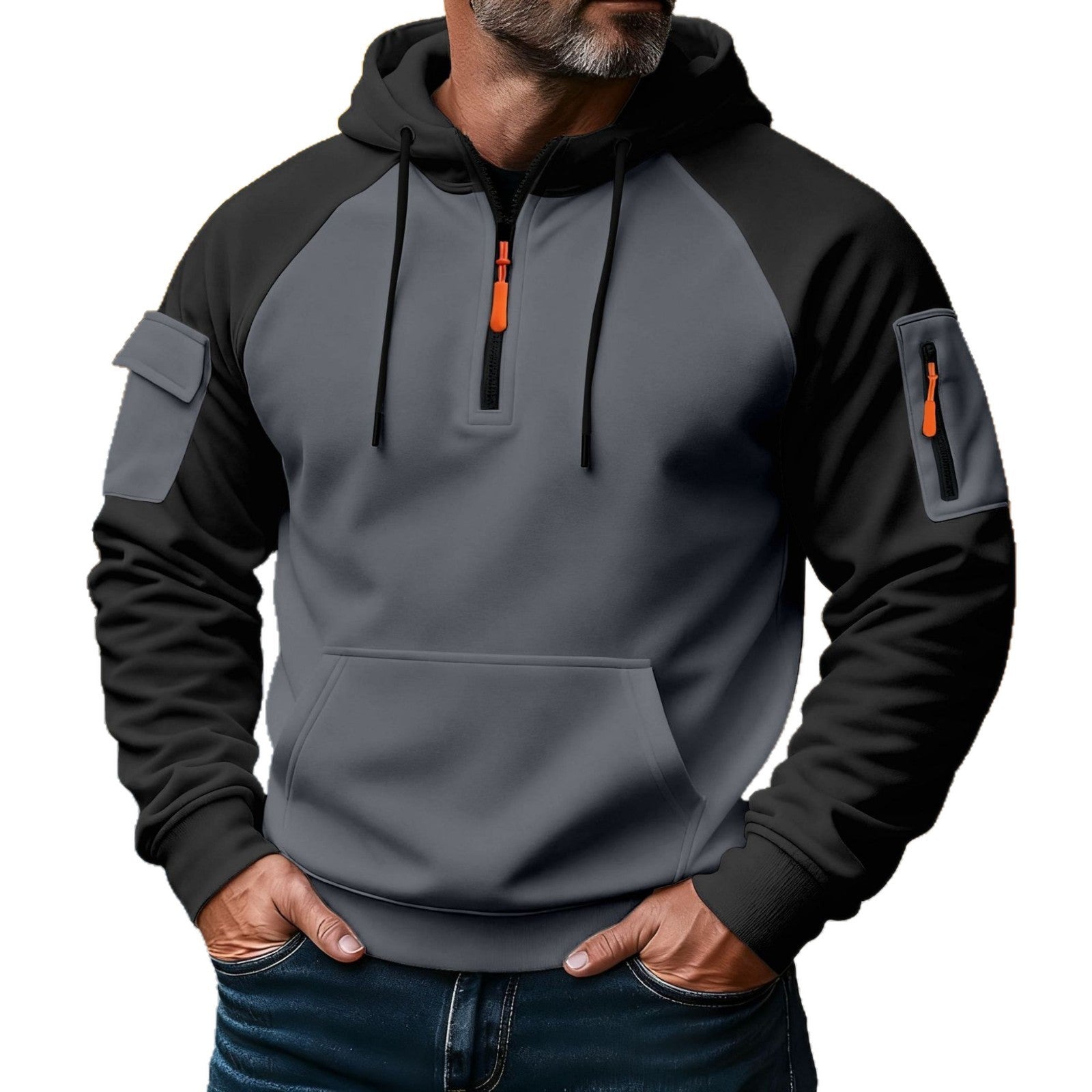 Zipper Decorations Brushed Sports Leisure Pullover Hooded Sweater - DM Otaku Shop