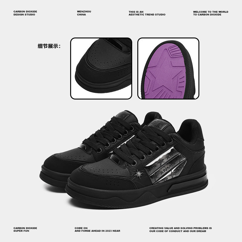 Couple's Black All-match National Fashion Platform Star Pattern Sneakers - DM Otaku Shop