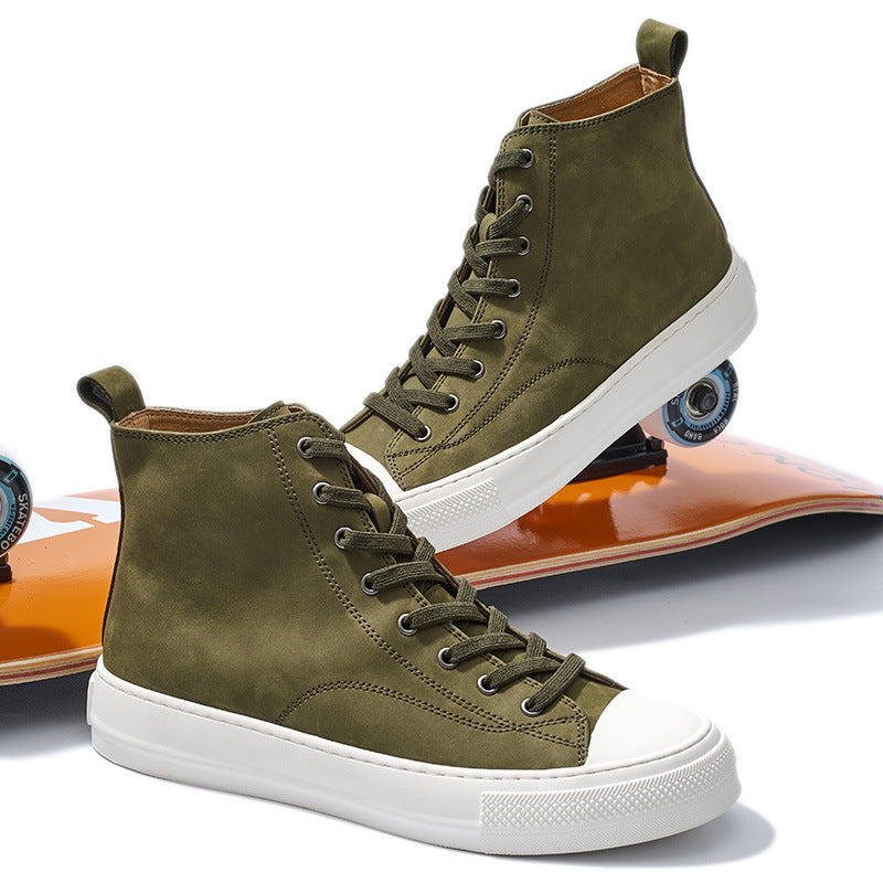 Genuine Leather Retro Japanese And Korean Style Sneakers - DM Otaku Shop