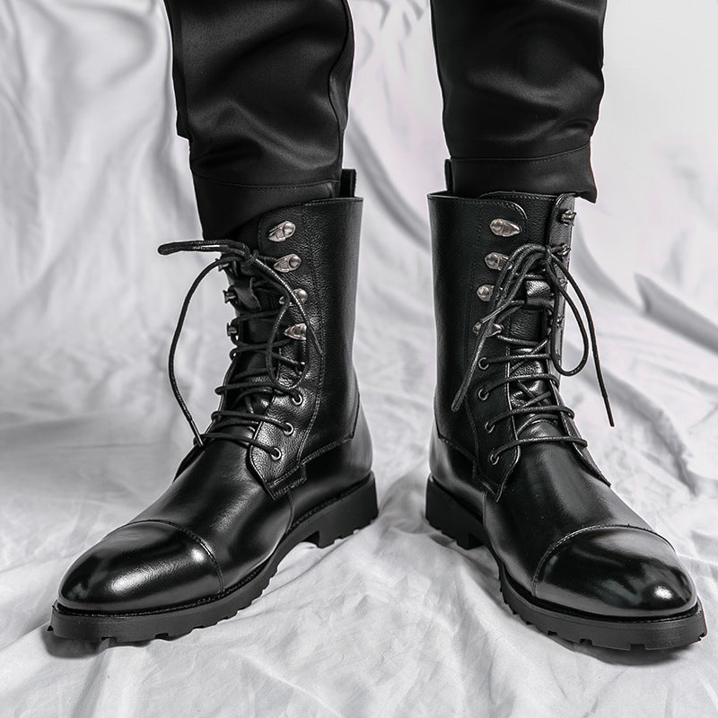 Fall Winter Lace-up Booties Black Locomotive Denim - DM Otaku Shop