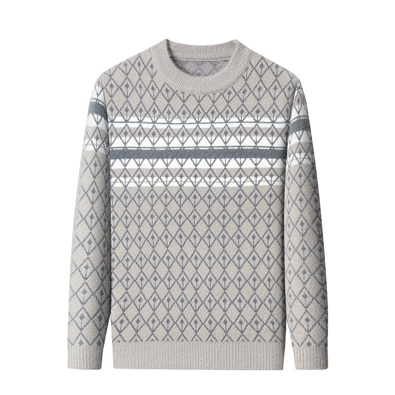 Fashion New Round Neck Pullover Mink Knitted Sweater Men