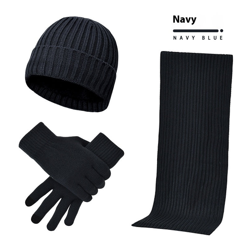 Men's And Women's Knitted Thickened Warm Wool Hat Scarf Gloves Three-piece Set - DM Otaku Shop